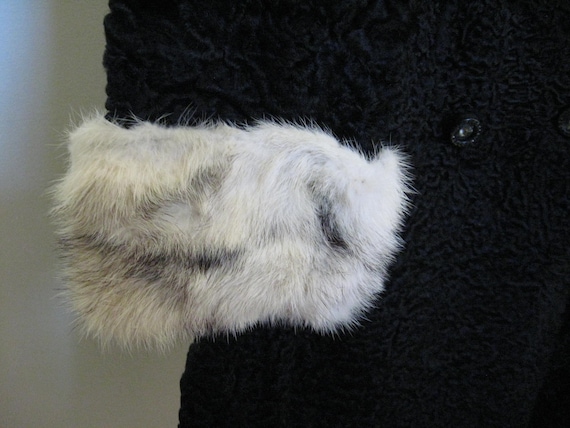 Black Persian Lamb Coat with Mink Collar and Slee… - image 8