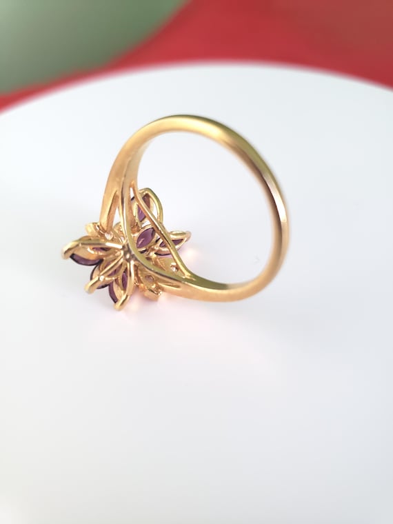 Vtg Rhodolite Marquise Cut w/Clear Rhinestones St… - image 3