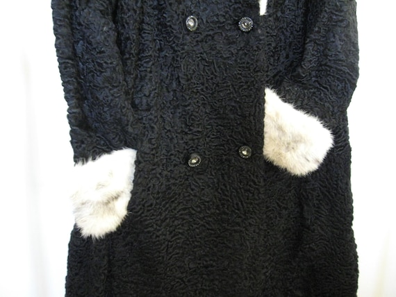 Black Persian Lamb Coat with Mink Collar and Slee… - image 9
