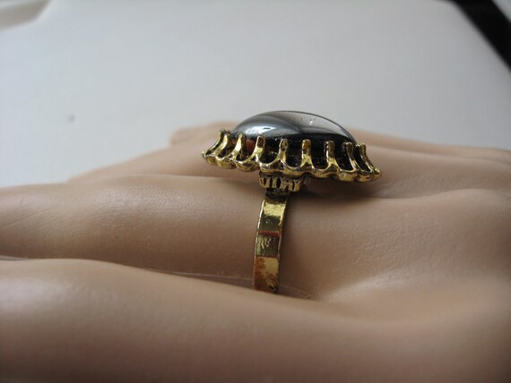 Faux Hematite Statement Ring - image 2
