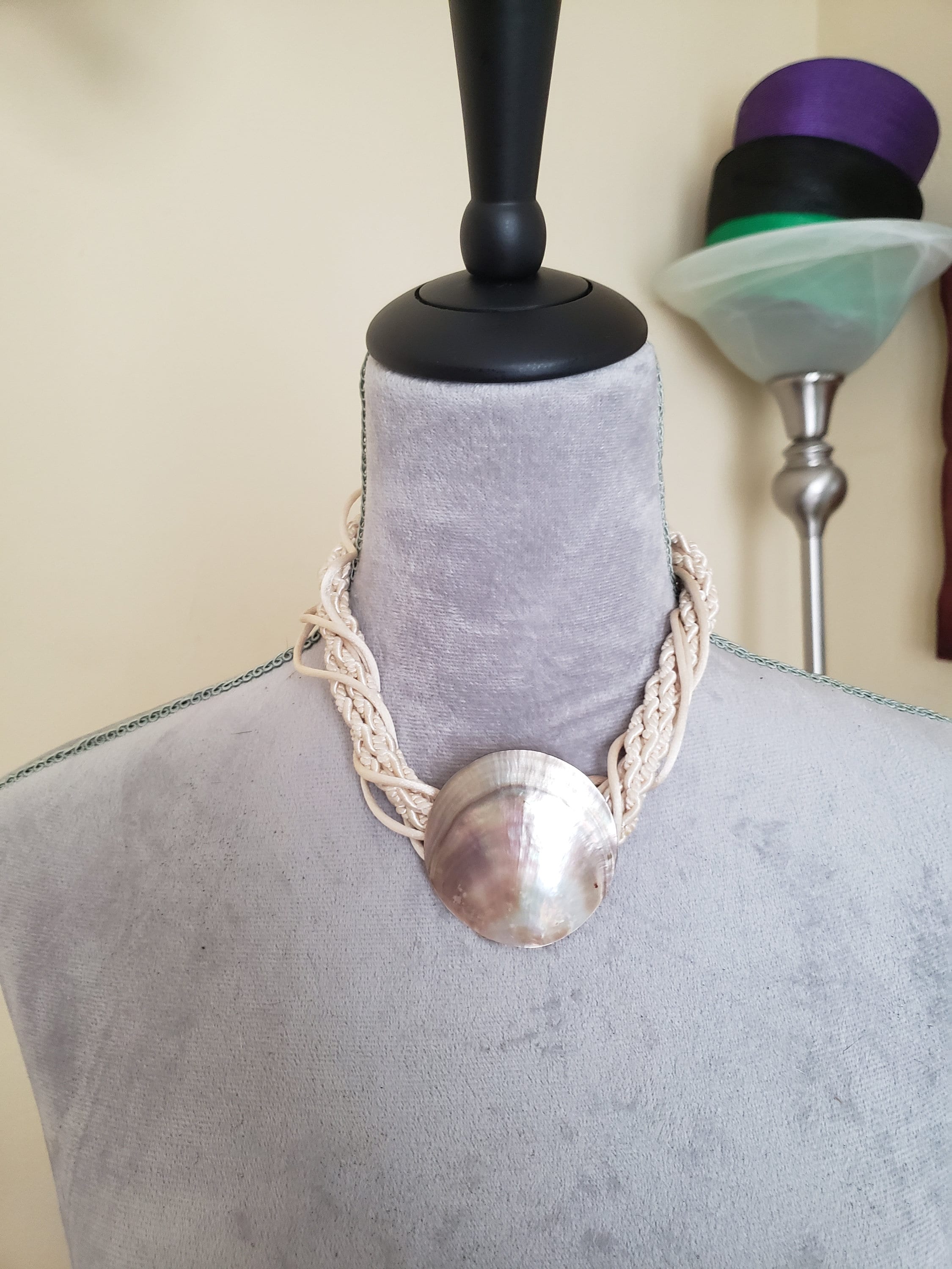 Mother of Pearl Sea Shell Macrame Necklace