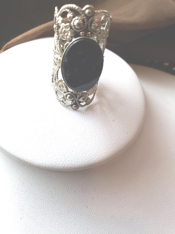 Black Onyx Statement Cocktail Ring - image 2
