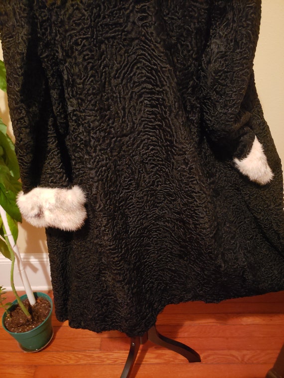 Black Persian Lamb Coat with Mink Collar and Slee… - image 7