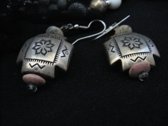 Sterling Silver Tribal Dangle Earrings - image 2
