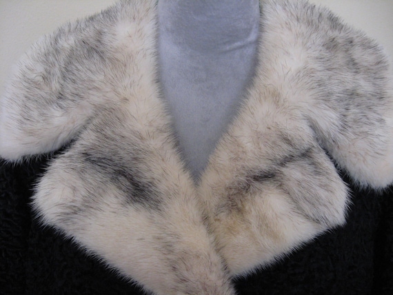 Black Persian Lamb Coat with Mink Collar and Slee… - image 5