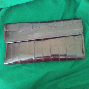 Vintage EEL SKIN Clutch Wallet, Dark Maroon