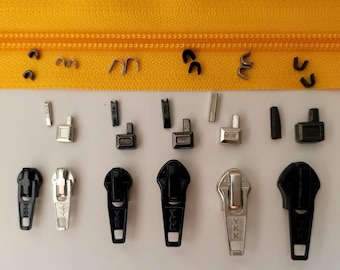 YKK Zipper Repair Kit, Slider + Sleeve + Housing + Stops, 3VSI, 3C, 45I, 4C, 4VSI, 5C, 5, 5VSI, 5VI, 5VS, 7, 8C, 8VSI