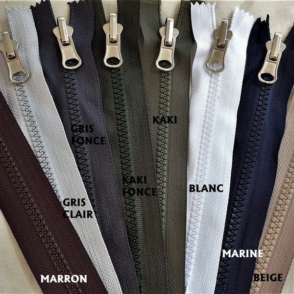 P5R 20-80cm, 6 mm Injected Zipper on 32 mm Polyester Tape, Separable and Reversible to Measure, more than 20 colors available