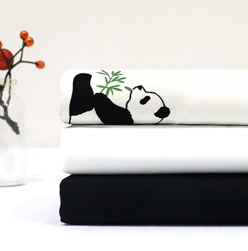 3 x Cotton fabric Fat Quarters BUNDLE PACKAGE Spring Panda grey quarter JP43