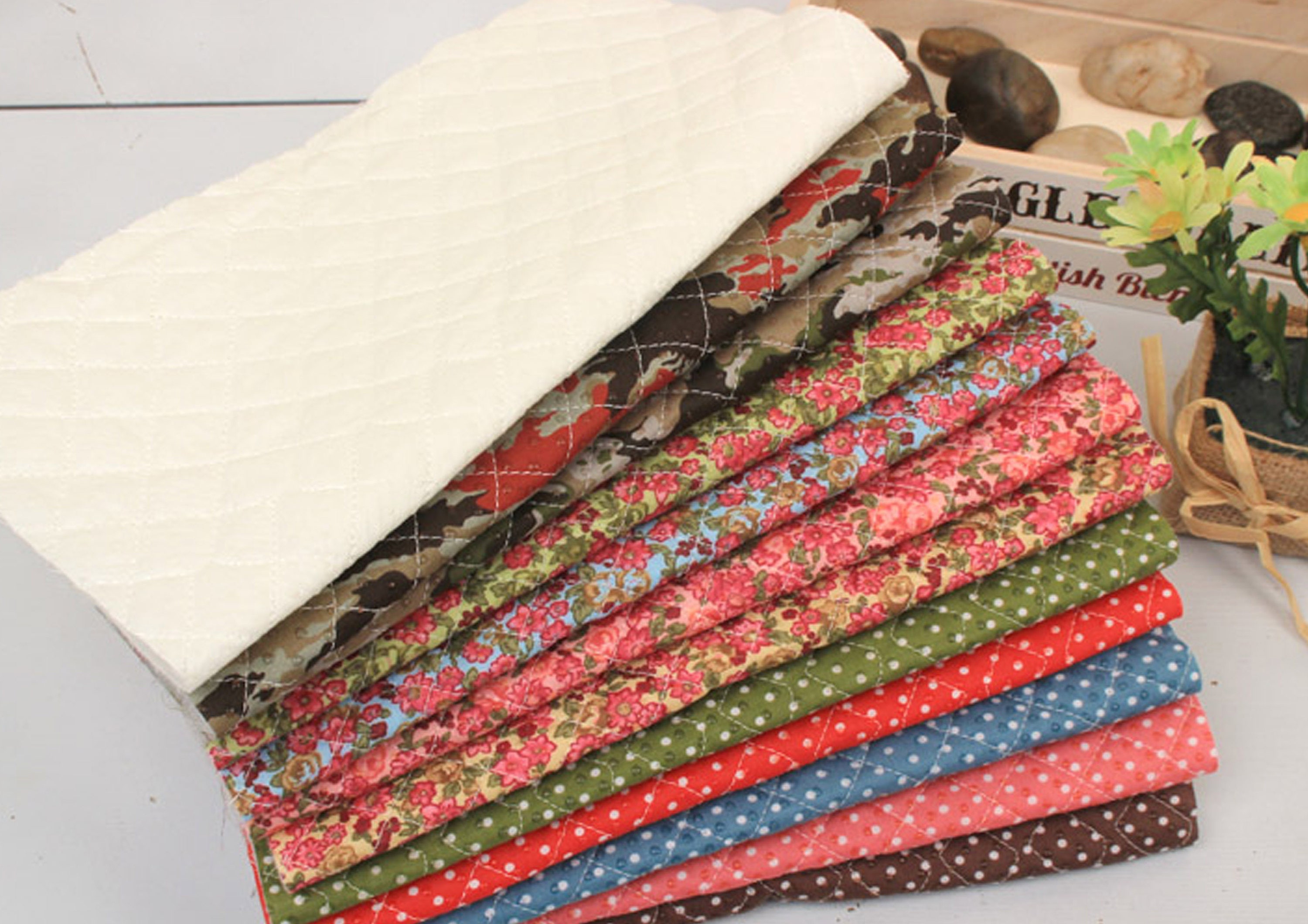 Non slip with grips Cotton blend Ready quilted Fabric / Anti Etsy