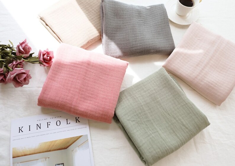 Soft pastel Cotton Gauze fabric BY YARD / lightweight light image 0