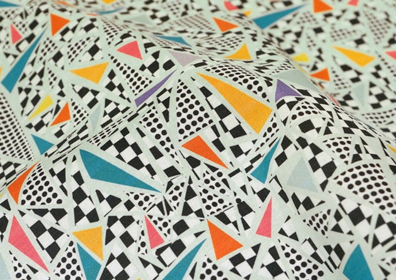 Retro triangle 100/% Cotton Fabric By THE YARD trendy triangles quilting DTP digital textile printing Yk fabrics JDTP557: