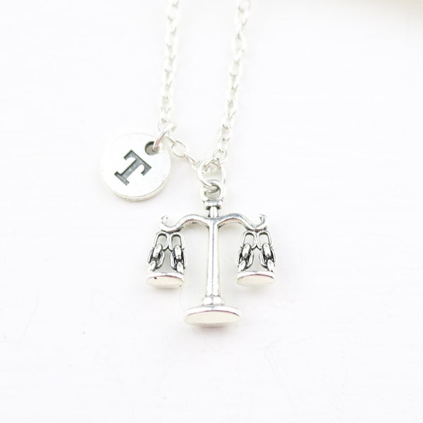 Scales of Justice Necklace: Personalized Law Student Gift