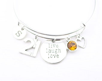 21. Geburtstag Charm Armreif: Benutzerdefinierte Frauen Schmuck Geschenk