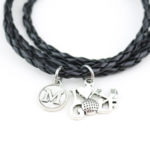 Golf Armband Männer, Golf Charm Armband für ihn, Golf-Spieler-Geschenk, Golf-Liebhaber-Armband, personalisierte Schmuck, Golf Schmuck Mann, Custom Initial