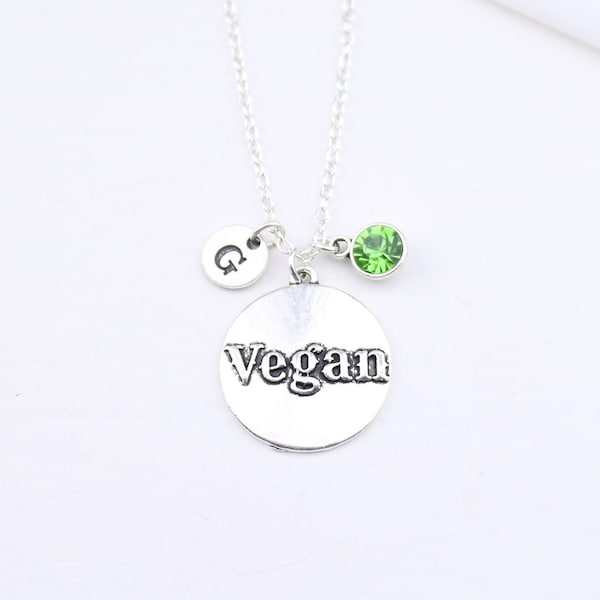 Vegan Necklace, Personnalisé, Bijoux Végétaliens, Argent, Best Friend cadeau, Cadeau végétalien, Bijoux végétariens, Friend Not Food, cadeaux gourmands, Personnalisé