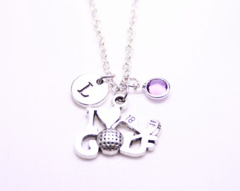 Golf Charm Necklace: Personalized Initial, Golf Ball & Club