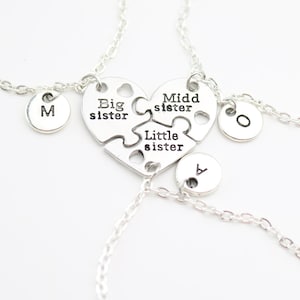 3 Schwester Geschenke, Drei Schwestern Armbänder, Passendes Schmuckset für 3 Schwestern, Silber Winzig Schwester Geschenk, 3 Töchter, personalisiert, Weihnachten