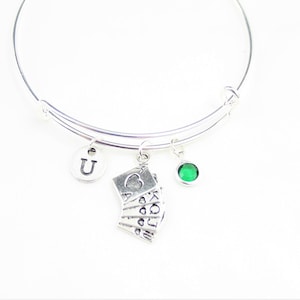 Poker-Armband Frauen, Spielkarten Geschenk, Silber Karten Charme, Preferans Geschenk, personalisierte Schmuck, Karte Schmuck, Online-Casino-Geschenk, Initial