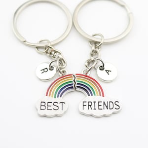 2 Best Friend Keychain set, BFF Keychain set of 2, Best Friend Keyring for 2, Matching for friends, Friendship gift, Christmas gift, Rainbow