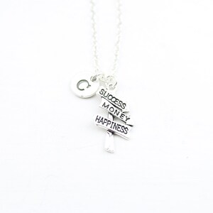 Graduation Necklace: Road Sign Charm, Initial Monogram, Gift for Graduate