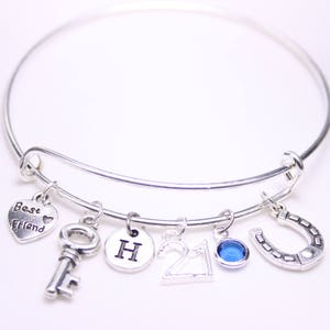 21st Birthday Gift for her, 21st birthday bracelet, 21 year old, Birthday jewelry for Daughter, Birthday gift, BD gift for sister, BD bangle