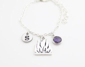 Fire Flame Charm Bracelet: Initial, Horoscope Gift
