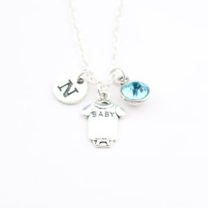 New Mom Necklace Personalized with Initial and Birthstone