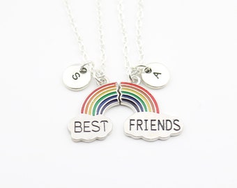 Rainbow Best Friends Necklace Set, Friendship Jewelry