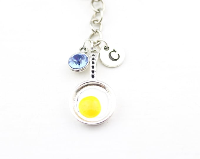 Fried egg gift, Personalized jewelry, Fry egg keyring, gift for him, custom jewelry, egg keychain, egg lover gift, English breakfast gift