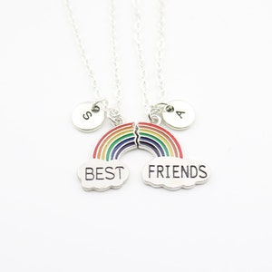 Rainbow necklaces, 2 Best Friends gifts, half rain bow, Necklaces for girls, Child set of 2, BFF&#39;s Jewelry, Christmas, Friendship, Birthday