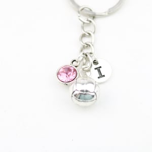 Volleyball keychain, volleyball gift, personalized jewelry, custom jewelry, volleyball keyring, silver dainty ball, sport team player gift
