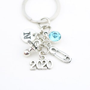 Personalized Baby Keychain: Birthstone Charm, New Parent Gift