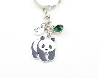 Panda Keychain: Personalized Initial Charm, Animal Keyring