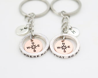 2 Graduates Gifts, Best Friend Keychain set of 2, 2 Friendship Keyring, Matching for two sisters, Long distance couple gift, Personalized