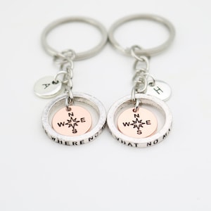 2 Graduates Gifts, Best Friend Keychain set of 2, 2 Friendship Keyring, Matching for two sisters, Long distance couple gift, Personalized