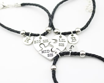 Buy Bracelet Set for 3 Sisters Matching for Sisters Black Rope Sister Bracelet Big Middle Little Sister 3 Sister Jewelry Gift Sister Puzzle Online in India Etsy