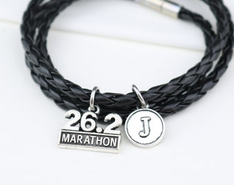 Gepersonaliseerde gevlochten marathonarmband: 26,2 mijl hardloopcadeau