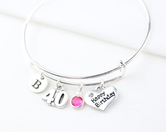 40th Birthday Charm Bracelet: Personalized Expandable Jewelry Gift