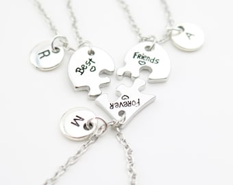 Personalized 3 BFF Necklaces, 3 Friend gifts, Friendship set of 3, Best Friends Forever, Woman Child Girls, Matching necklaces, Christmas