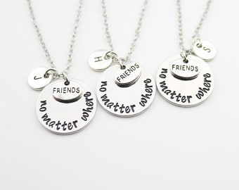 3 Friend Gifts, Three Friend Necklace, Best Friend Necklace, set of 3, Women Men, Graduation for 3, Friend Jewelry, Personalized, Christmas