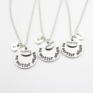 Three Personalized Silver Plated BFF Necklaces