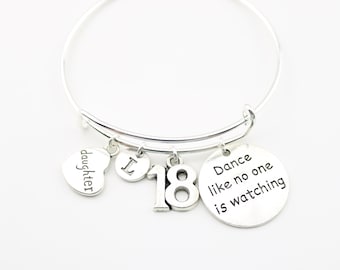 18th Birthday Bracelet Women, 18th birthday Gift, 18 BD Bangle, birthday jewelry, personalised jewelry, Initial, Daughter, Friend, Sister