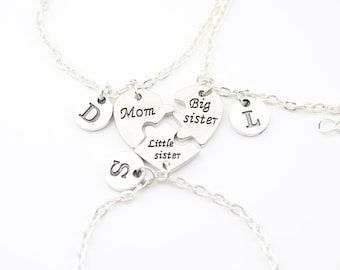 Matching Mom & Sister Bracelet Set: Personalized Initial Charm Jewelry