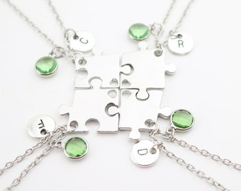 Best Friend Gifts for 4, 4 Friends Necklaces, Unique set of 4, Personalised BFF, Charm Necklaces, matching for Friendship, Puzzle friend
