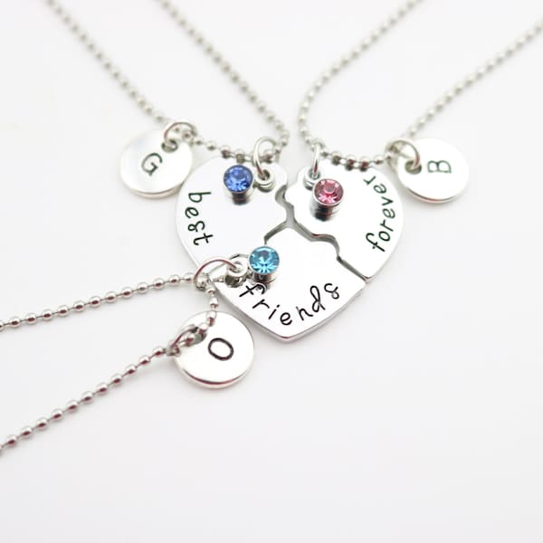 BFF gift set of 3, 3 Friends Necklaces, Matching 3 Best Friend Gifts, Three Friends gift, heart puzzle Friend Jewelry, BFF Necklaces for 3