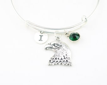 Zilveren adelaar-bedelarmband: gepersonaliseerd VS-sieradencadeau