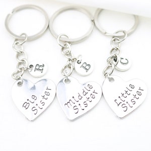3 Sister Keyrings, Keychain set for 3 sisters, 3 sister gift, Jewelry set for 3 sisters, Matching for sisters, Personalized gifts for family