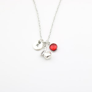 Silver Cherry Necklace: Personalized Initial Charm, Fruit Jewelry