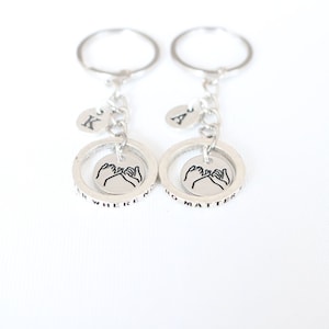 Silver Pinky Promise Keychains for 2, Unique best Friends gifts, pinkie Swear keyring, Couple Rings, matching graduation, Friendship Jewelry